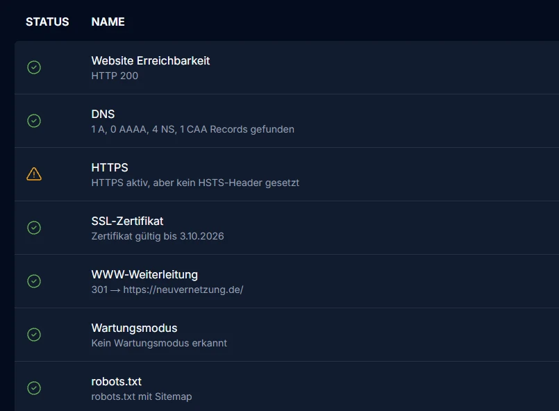 Ein durchgeführter Webseiten Audit mit verschiedenen Metriken